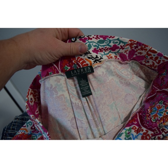 Lauren Ralph Lauren Wide Leg Pants Large Paisley Patchwork Pants Palazzo - Picture 3 of 3